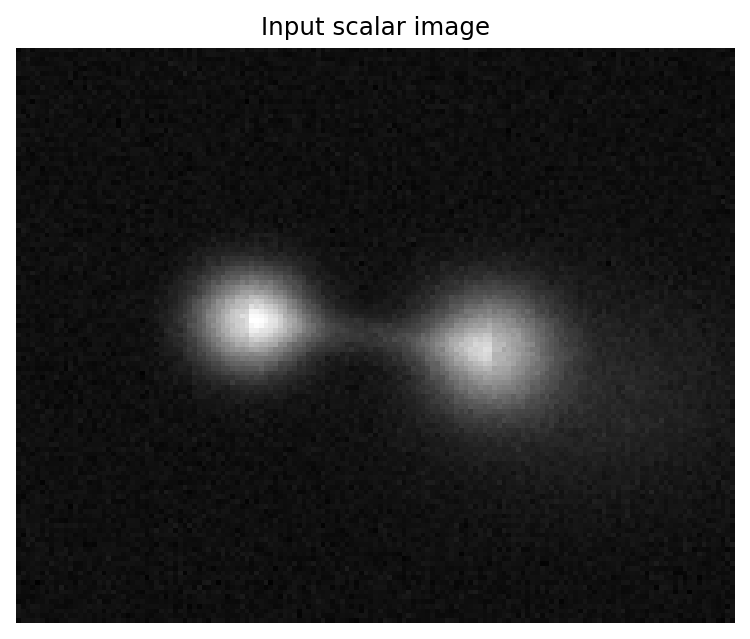 Synthetic astronomical scalar image with two compact peaks and a bridge