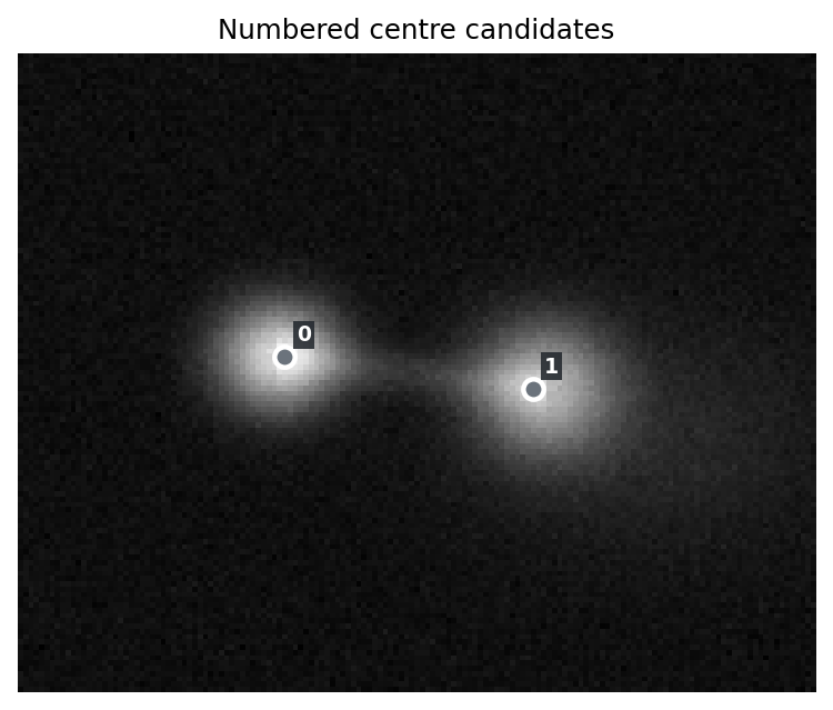 Image with two numbered candidate-centre markers